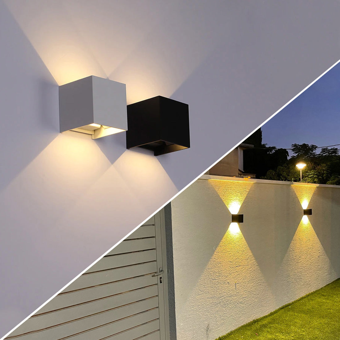 Lampara Led Cubo Blanco, Luz Cálida, EXTERIOR 4-Pack