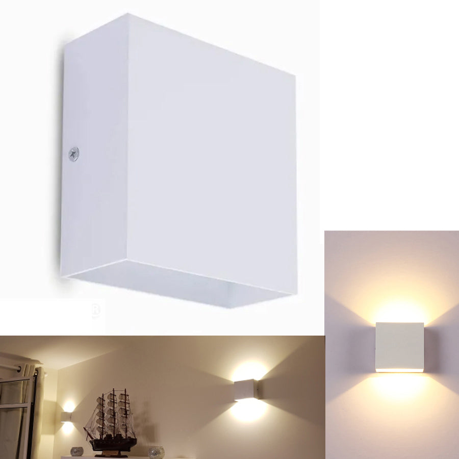 Lampara Led Cubo Blanca, Luz Cálida