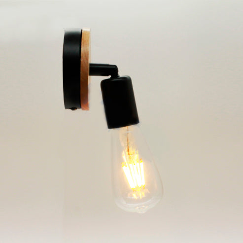 Lampara Vintage E27, Negro-Pino