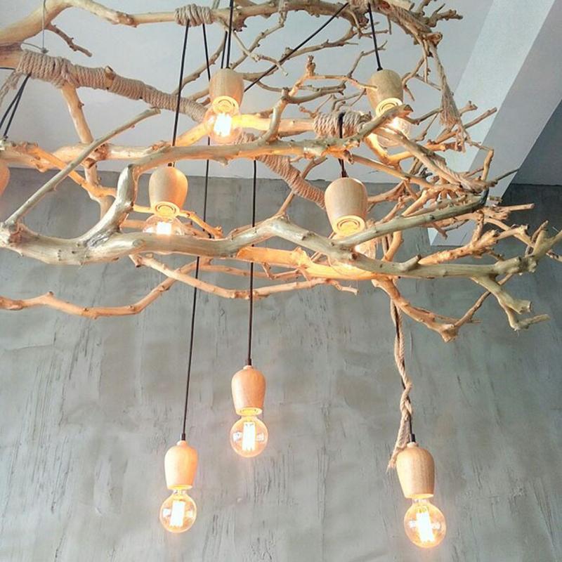 Lampara Vintage Socket Madera