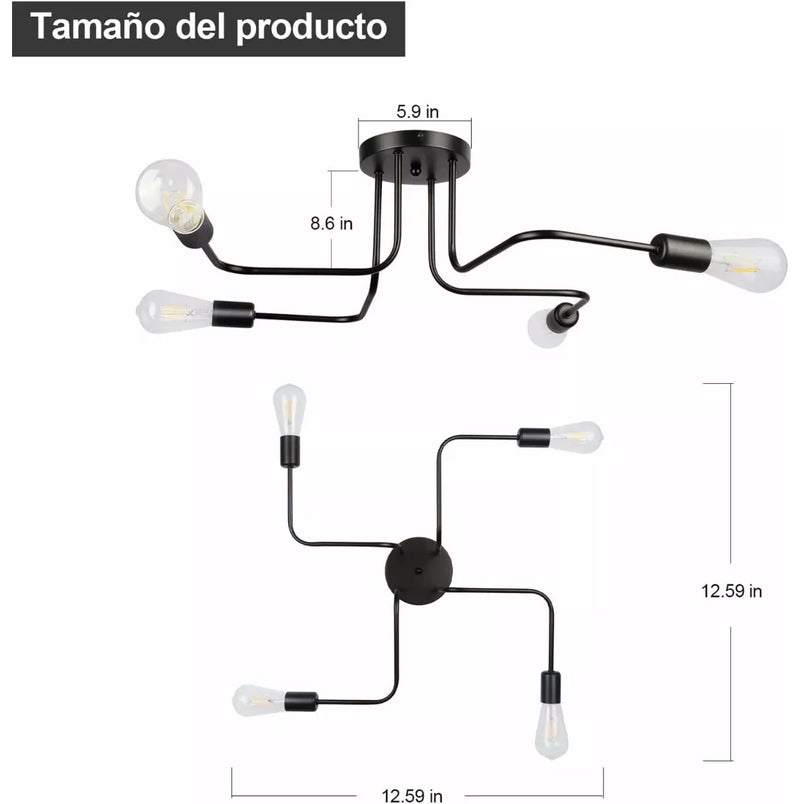 Araña Industrial Para 4 Focos