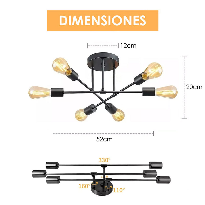 Araña Industrial Para 6 Focos Sputnik