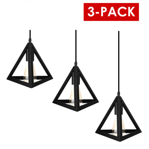 Triangulo Colgante Retro, Negro 3-Pack