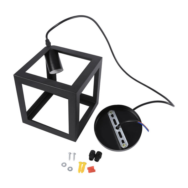 Lampara Cubo Colgante Retro, Negro