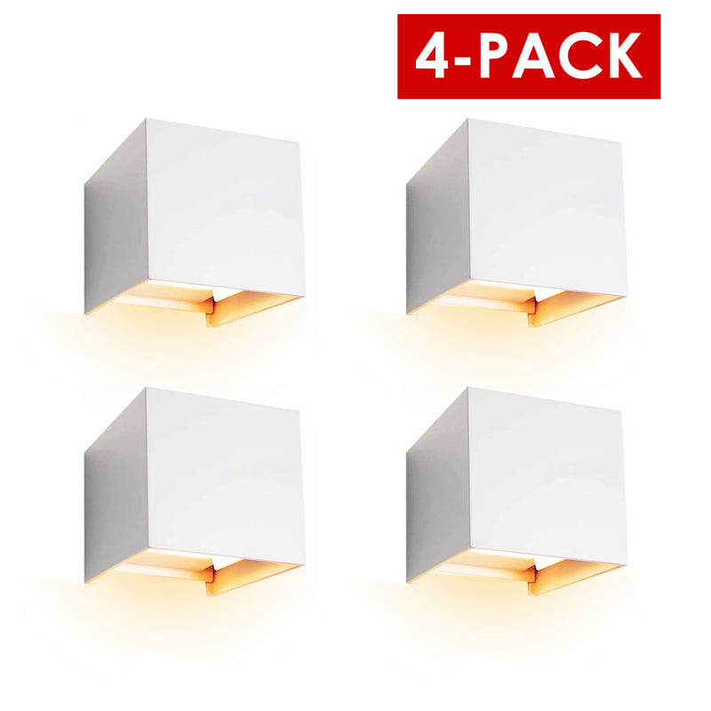 Lampara Led Cubo Blanco, Luz Cálida, EXTERIOR 4-Pack