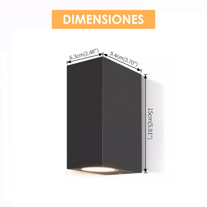 Lampara Led muro Rectangular, Luz Cálida, EXTERIOR 2-Pack