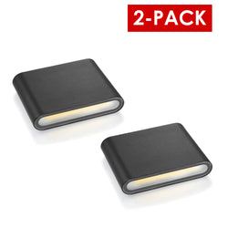 Lampara Led Exterior Round, Negro 2-Pack