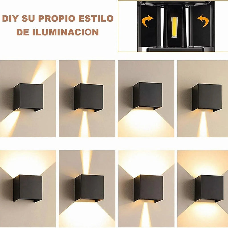 Lampara Led Cubo Negro, Luz Cálida, EXTERIOR 4-Pack