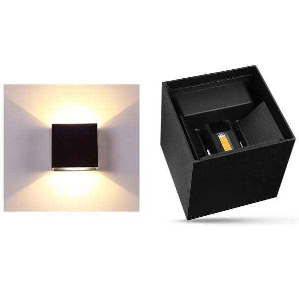 Lampara Led Cubo Negro, Luz Cálida, EXTERIOR