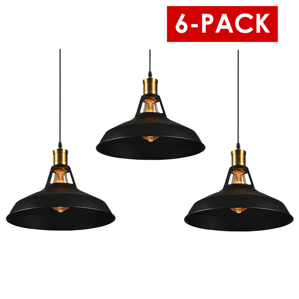 Pantalla Vintage Industrial, perforada Negra 6-Pack