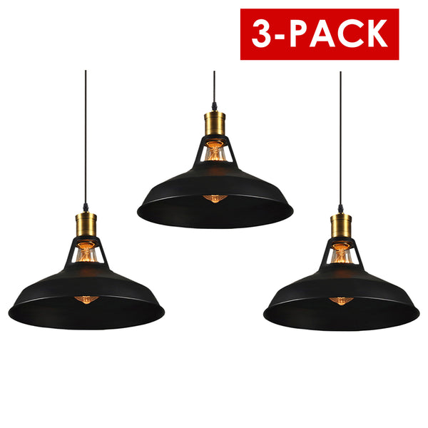 Pantalla Vintage Industrial, perforada Negra 3-Pack