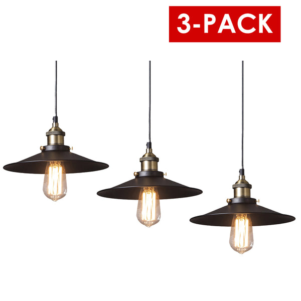 Pantalla Vintage colgante, Negro Paquete 3-Pack