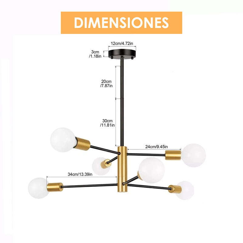 Araña Industrial Para 6 Focos Sputnik 2 niveles