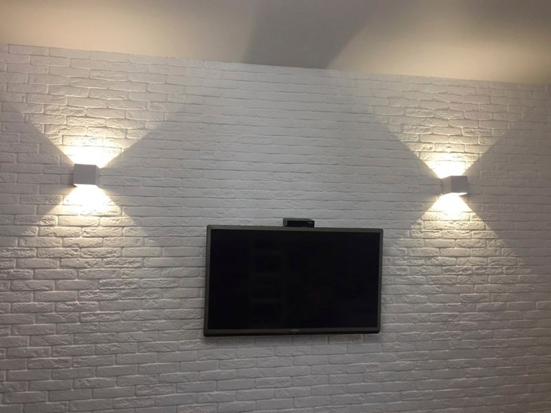 Lampara Led Cubo Blanca, Luz Cálida