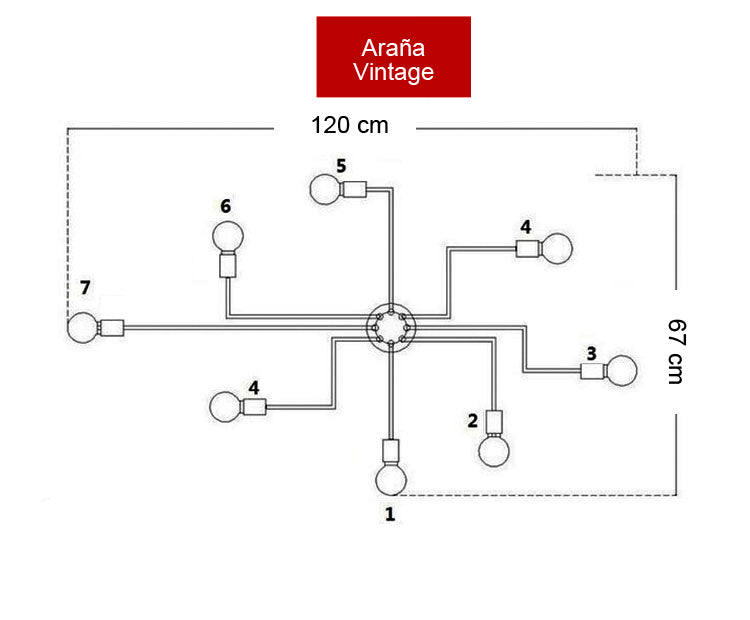 Araña Industrial Para 8 Focos